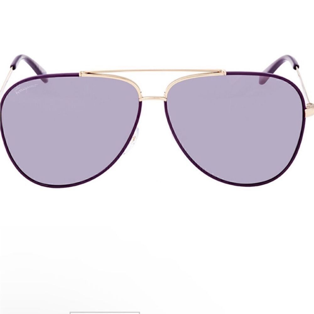 Salvatore Ferragamo Aviator Sunglasses Sf131s 736 Light Gold/purple 60mm…